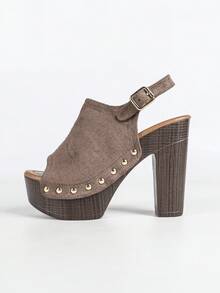 Sandal cao gót mùa hè cho nữ, đế dày chống thấm nước, kiểu dáng gợi cảm, hở mũi, đế dày, thích hợp cho hoạt động ngoài trời. - màu nâu - Xem 7