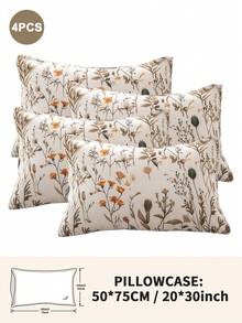 1pc/2pcs/4pcs Floral Print Pillowcase, Breathable Soft Comfortable, Envelope Closure Suitable For Bedroom Sofa Home Decor, Retro Style Bedroom Living Room Home Decor, Pillow Insert Not Included, Suitable For All Seasons - Multicolor - View 19