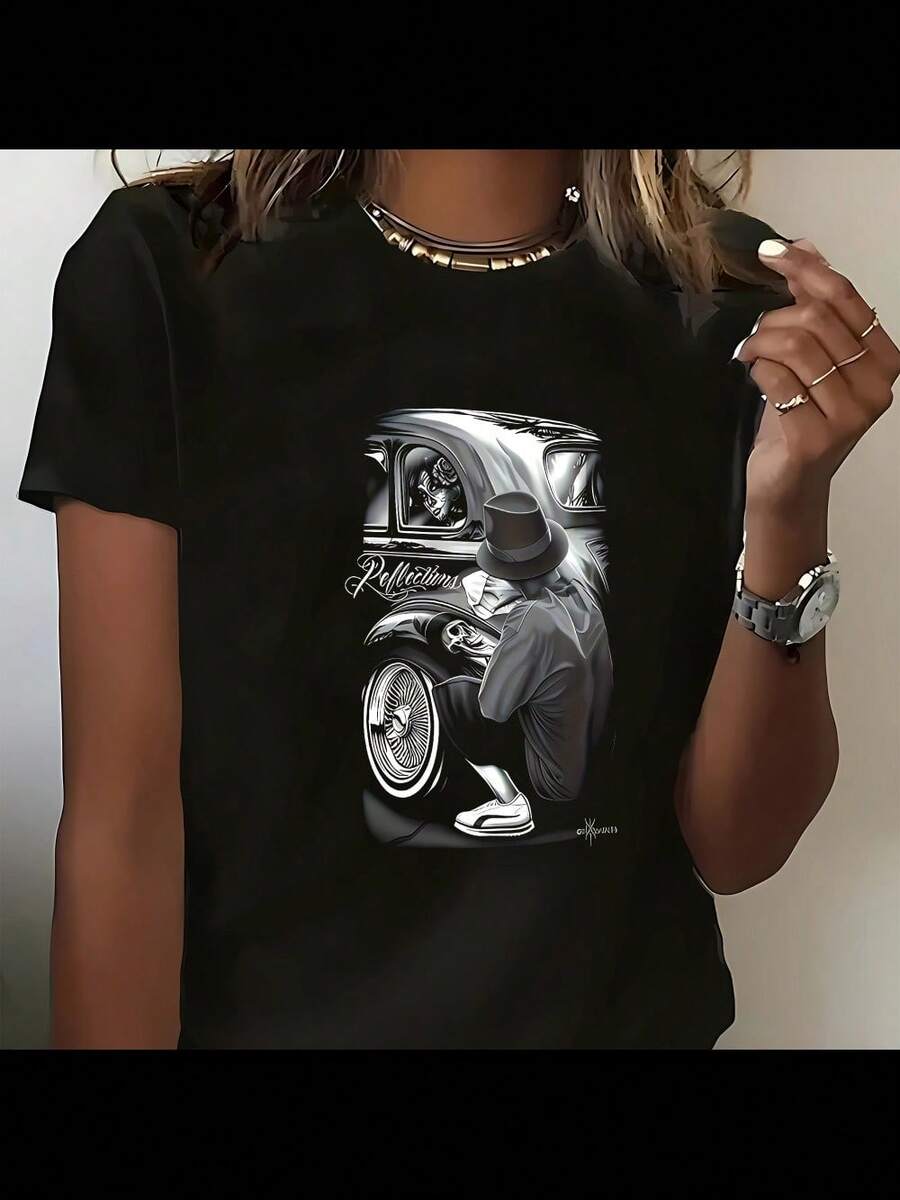 Gonzales Men's Reflections Lowrider Skull DGA Art T Shirtmbre_2089_t2 - 黑色 - 查看 1