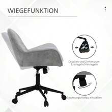 Swivel Armchair, Height Adjustable, Ergonomic, Light Grey Velvet Look, For Living Room And Office. - Grey - View 5