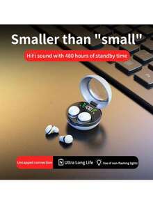 新款迷你隐形无线耳机，超小型隐藏式耳机，超长待机时间，带麦克风，男女皆宜 - 彩色 - 查看 11