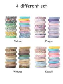 20入組萌趣和紙膠帶薄款套裝7mm*3m,多圖案紙質粘性遮蔽膠帶,禮物裝飾貼紙 - 粉色 - 查看 20