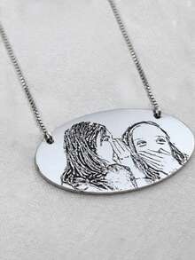 1pc Customized Photo Minimalist Painting Stainless Steel Multi-Shape Necklace, Fashionable, Minimalist, Casual, Retro, Y2K Style, Customizable, Personalized, Unique, Ideal Gift For Boyfriend, Girlfriend, Mom, Family, Friends, Daughter, Son, Grandparents - Multicolor - View 13