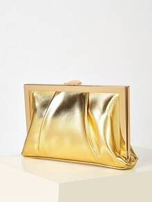 奢华晚宴包，魅力四射，优雅精致，低调奢华的金属翻盖方形包，女士、女性、派对女孩的理想之选，完美适用于派对、婚礼、舞会、晚宴/宴会等场合，是送给妈妈、老师、朋友、伴娘等女性的最佳礼物，也是时尚女士手拿包的理想之选。 - 金色 - 查看 3