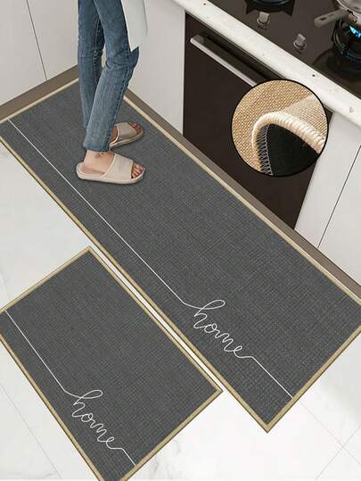 3.5mm Thick Soft Rubber Linen Kitchen Mat, Modern Minimalist Style Kitchen Absorbent Rug, Edged Carpet To Prevent Peeling, Water-Absorbing And Easy To Clean Mat, Linen Surface With Sponge Middle And Rubber Bottom, Suitable For Kitchen Rugs, Home Decor, Bathroom, Entryway, Laundry Room, Hallway, Living Room And More