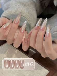 12毫升情人节冰晶透明恋人粉白玻璃珠猫眼凝胶指甲油超闪裸粉色玻璃金色指甲油美甲艺术美甲沙龙家居DIY美甲用品 - 彩色 - 查看 18