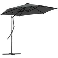 Solar Parasol With LED, Ø 290 X 260 Cm (Cross Base Included), 55-60 Kg, UV Protection, With Protective Cover, Crank Handle, Polyester, Dark Grey - Dark Grey - View 7