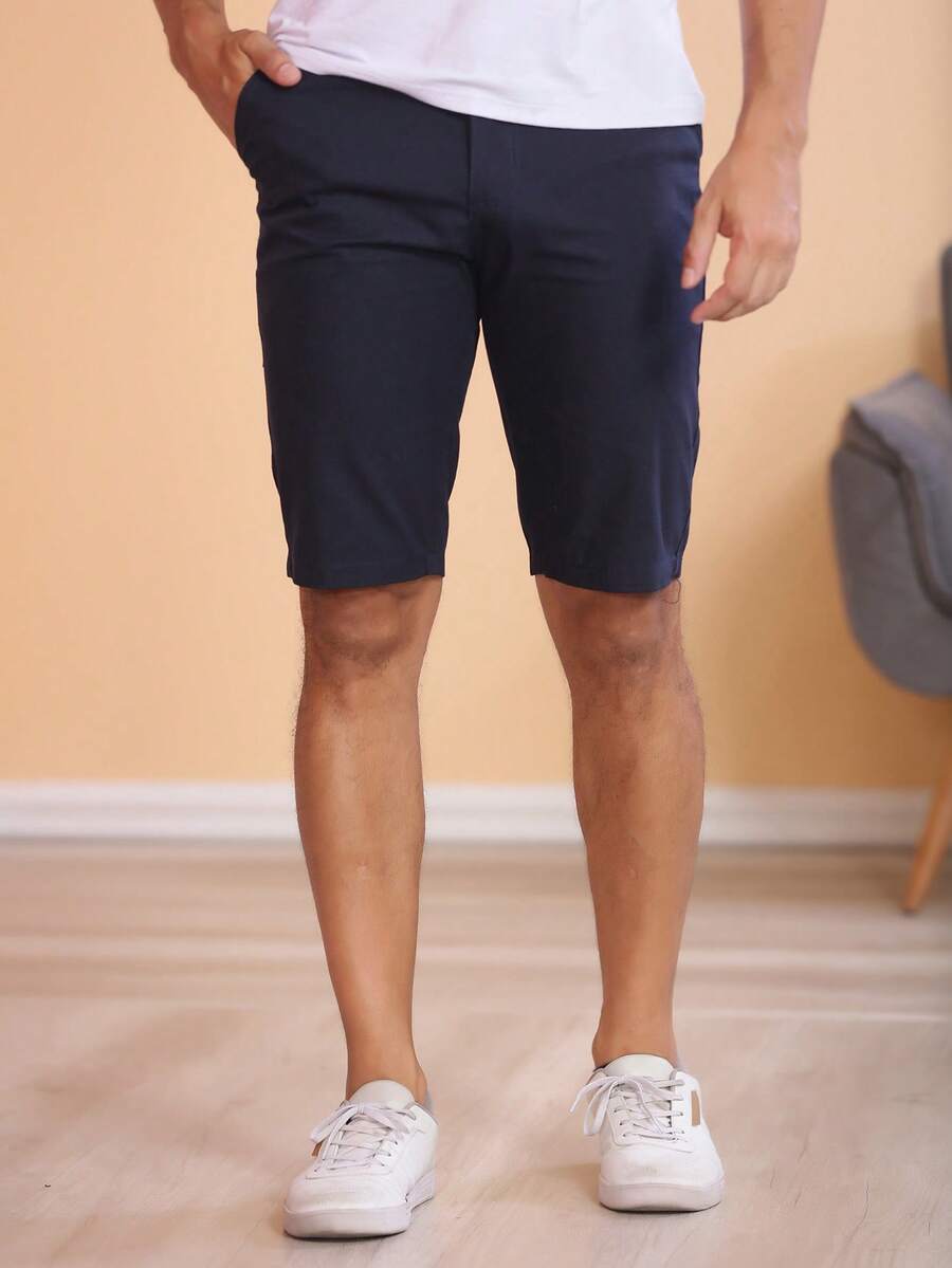 Men's Bermuda Shorts In Colored Twill, Premium Denim, Various Colors - 藍色 - 查看 1