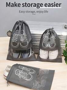 1/3/6 piezas Bolsas de almacenamiento de zapatos talla L/M, con cierre de cordón a prueba de polvo y humedad con ventana transparente, organizador portátil para viajes, hogar, dormitorio, unisex - Multicolor - Ver 3