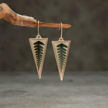 Yingshang Cross-Border Retro Epoxy Fern Leaf Triangle Earrings Niche Simple Bohemian Style Versatile Women's Ear Jewelry - 金色 - 查看 1