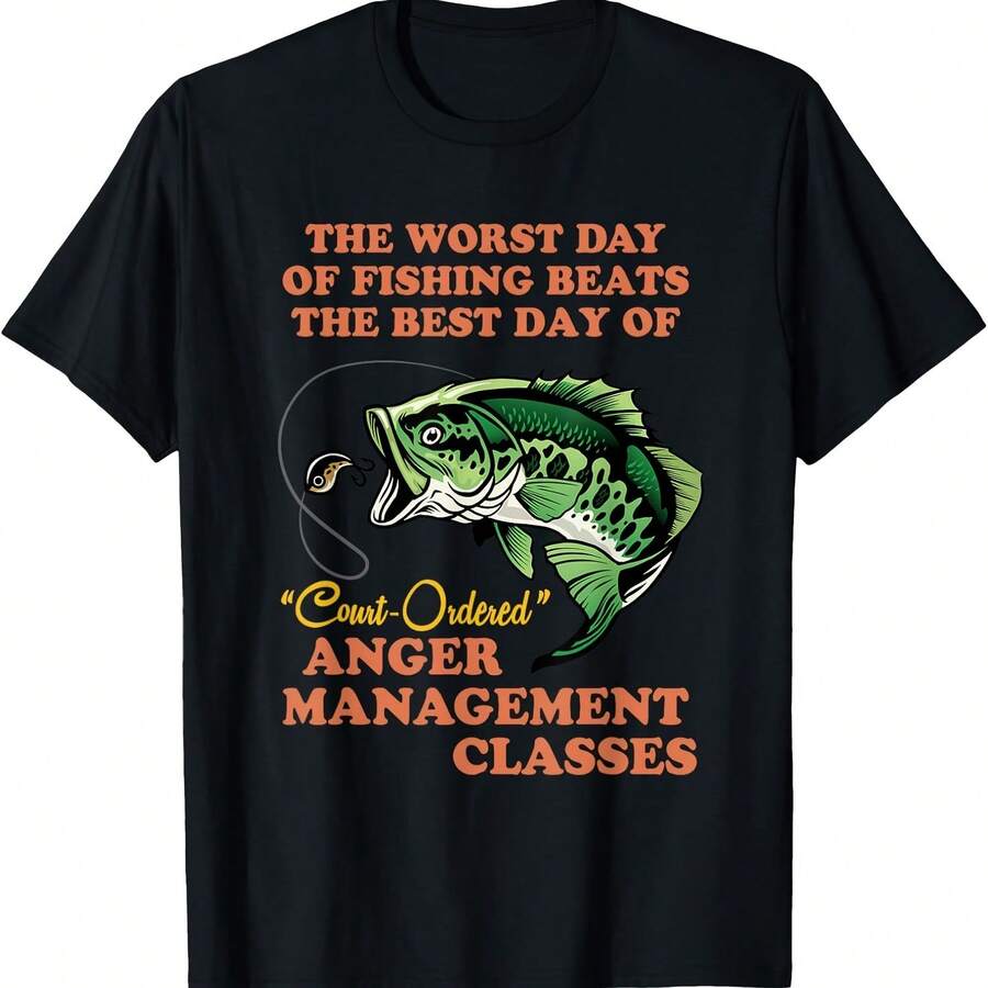 Camiseta "El peor día de pesca, el mejor día de la corte" - Negro - Ver 1
