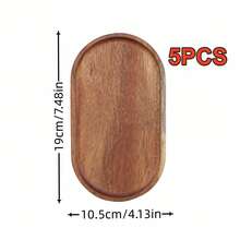 1/2/3/5pcs Versatile Japanese-Inspired Wooden Tray & Coaster Set - Ideal For Fruits, Cheese, Cakes, Breads, Tea, Coffee & Breakfast - Durable Oval Solid Wood Serving Plates - Rust Brown - View 14
