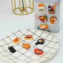 8pcs Creative Food Shaped Refrigerator Magnets - Realistic 3D Resin Kitchen Decor, Assorted Designs (Pizza, Sushi, Donut) - Oval Plastic Magnets, Suitable For Refrigerator, 14+ Years Old, Food Themed Magnets, Fun Design, Textured Surface, Detailed Craftsmanship - A - View 11