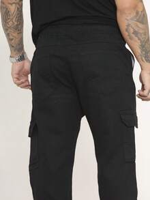 Men's Cargo Pants In Twill And Denim, Comfortable Oversized Casual Fit With 6 Pockets, Skate Style - Black - View 5