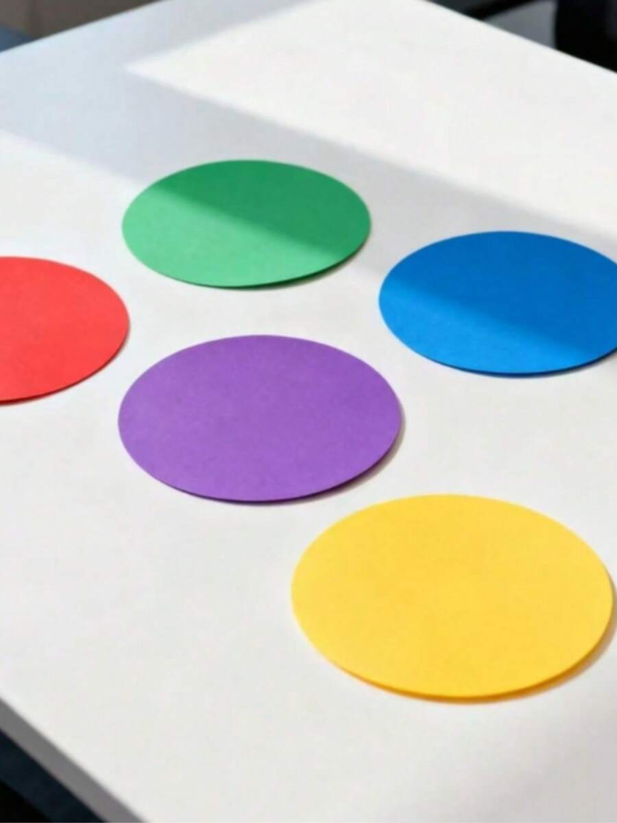 5/10 piezas Círculos de pizarra blanca seca desmontables de 6/9 pulgadas - Ideal para uso en el aula y para maestros, pizarra blanca seca, enseñanza, dibujo, etc. - Papel artesanal redondo de colores - Ver 1