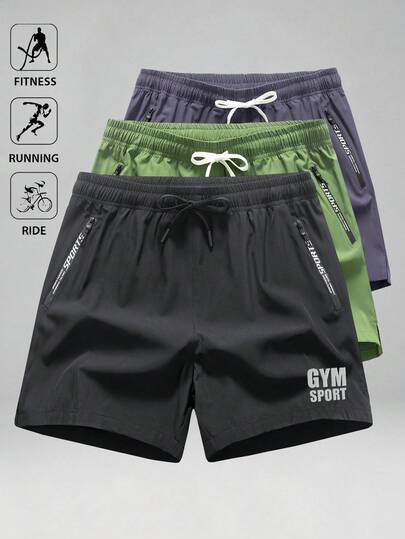 Men's Printed Drawstring Waist Sports Shorts, Summer Fitness Running Casual Workout Pants