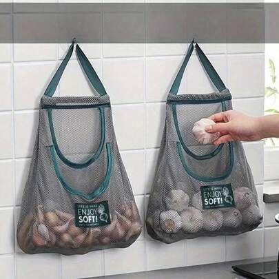 果蔬悬挂式网袋，洋葱、生姜、大蒜储存袋，果蔬储存网袋，中空网袋，厨房果蔬储存袋