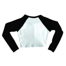 Cropped Raglan inverno Feminino Tumblr blogueira Signos Cosmos Mapa Astral Sagitário feminina manga longa - Preto e Branco - Visão 2
