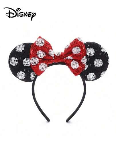  1pc Disney Mickey & Minnie Bow Headband, Party/Theme Park/Holiday Hair Accessory