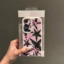 1个TPU材质可爱粉黑星蝴蝶结设计时尚手机壳，兼容三星A05s、A12、A13、A14、A14 4G、A15、A21s、A23、A25、A32、A32 5G、A34、A35、A50s、A51、A52、A53、A54、A55、A71、A72、A73、S10、S20 FE、S20 Ultra、S21 Ultra、S22、S22 Plus、S23、S24、红米10C、12C、Note 10、11、12、13、Pro Plus、Note 8、9 Pro，全方位保护软壳手机套 - 白色 - 查看 2