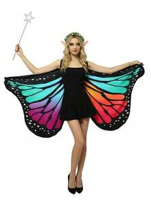 1pc Halloween Cape Cape Small Butterfly Cape Printed Small Butterfly Wings Holiday Dress Up Props, Suitable For Halloween, Dances, Parties - Multicolor - View 13
