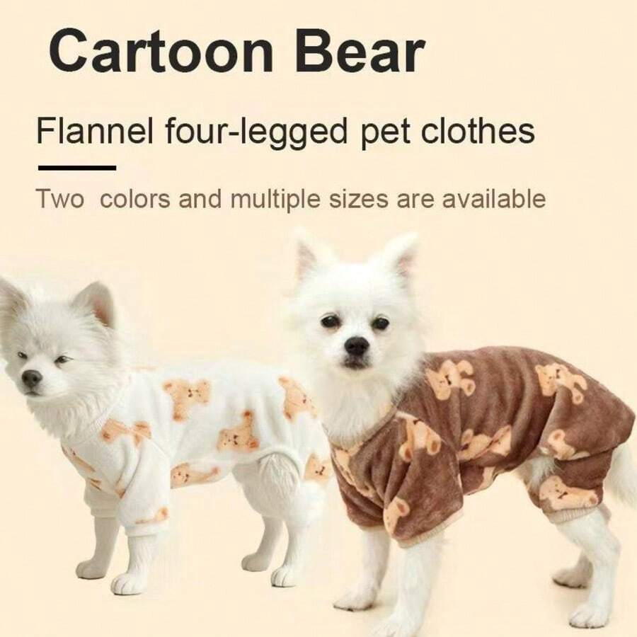 Warm Fleece Printed Clothes For Medium & Small Pets, Cats & Dogs - White - View 1