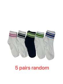 5 Pairs Women's Breathable Striped Casual Socks, Multi-Functional Striped Mid-Calf Street Style Socks - Multicolor - View 5