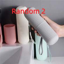 半支装旅行牙刷盒，带牙刷杯盖，适合旅行、露营、出差和学生返校，多功能牙刷牙膏套装，日常及旅行皆可使用 - 多种颜色可选 - 彩色 - 查看 11