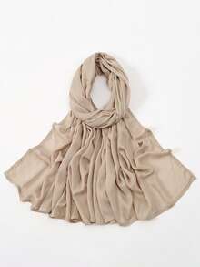 1条女士纯色粘胶纤维头巾，柔软宽边头巾，多功能防晒头巾，适合日常穿着。 - 淺駝 - 查看 12