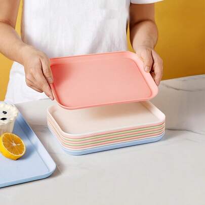 2 piezas de bandejas para servir postres (1 bandeja grande + 1 bandeja pequeña), bandeja grande de 15x24cm, bandeja pequeña de 12x19cm, opciones de multicolor, adecuado para comida de fiesta, rectangular, usado para decoración de bandejas de fiesta, vegetariano, aperitivos