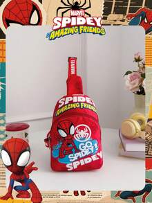 Marvel 1个漫威官方授权蜘蛛侠图案胸包，可调节肩带斜挎包，拉链封口单肩包，轻便单肩包，完美适合男士/青少年/学生/毕业生/年轻粉丝，是日常/户外/运动/跑步/健身的理想之选！ - 紅色 - 查看 9
