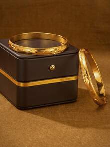 1/3/6pcs Set Handcrafted Shiny 24K Gold Plated Diamond Cut Octagon Bangle Bracelet, 10mm Width, Suitable For Women, No Box - Gold - View 3