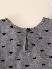 Vestido plisado sin mangas con estampado de mariposas y flores para niña, verano - Gris - Ver 5