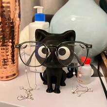 3D Printed Plastic Eyeglasses Holder - Cute Black Cat Design, Desk Organizer For Home And Office - Black - View 9