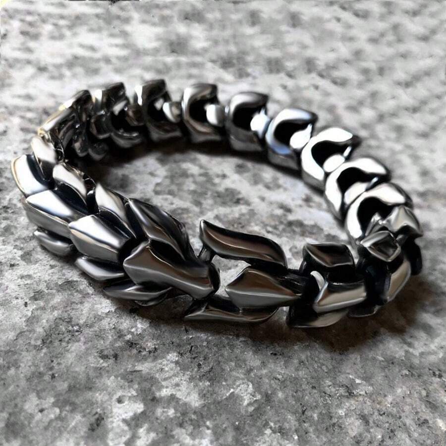 1 pieza Pulsera de cadena de metal con estilo punk y de hip hop para hombres - Negro de pistola - Ver 1