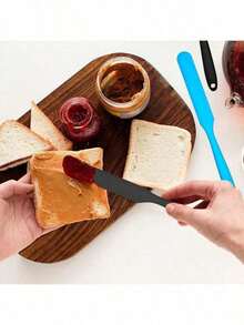 Silicone Jar Scraper Spatulas, Heat Resistant Cake Cream Peanut Butter Spatulas Mixing Batter Scraper, Nonstick Bread Spatula Rubber Kitchen Jar Blenders Scraper Long - 彩色 - 查看 4