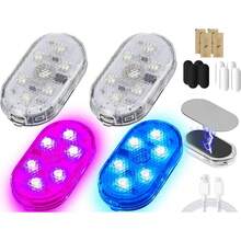 4 Pcs Luces Led Interiores Inalámbricas,Luz Led Interior para Autos,7 Colores Ajustable,iluminación Ambiental Recargable,Accesorios de Coche,Apto para Almacenamiento,reposabrazos,Puertas y Más - 4 piezas - Ver 8
