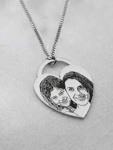 1pc Customized Photo Minimalist Painting Stainless Steel Multi-Shape Necklace, Fashionable, Minimalist, Casual, Retro, Y2K Style, Customizable, Personalized, Unique, Ideal Gift For Boyfriend, Girlfriend, Mom, Family, Friends, Daughter, Son, Grandparents - Multicolor - View 17