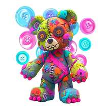 1pc Pink & Blue Teddy Bear Heat Transfer Patch, Ironing And Washable, Suitable For T-Shirts, Jeans, Sweaters, Handbags, Pillows, Cushions - L - View 2