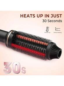 负离子热风梳吹风造型器二合一，可蓬松卷发、直发，打造完美造型 - 黑色 - 查看 9