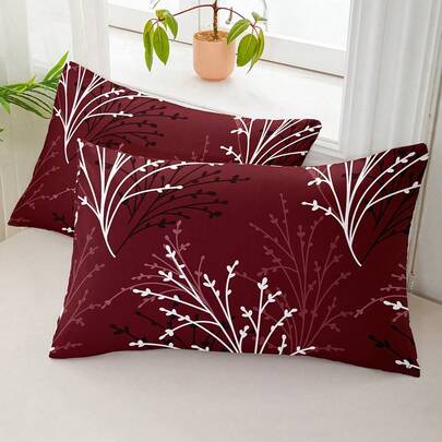 1件/2件/4件装涤纶花卉图案枕套（不含枕芯），柔软舒适，四季皆宜