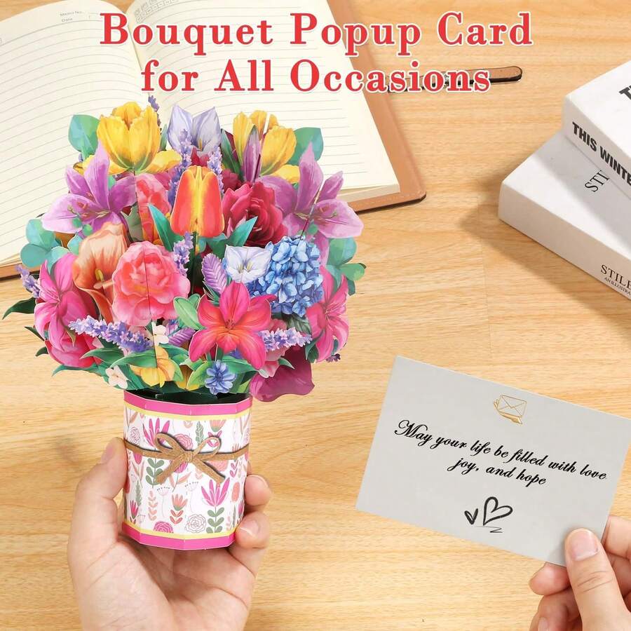 Thiệp hoa 3D nổi, hoa ly và hoa hồng, thiệp chúc mau khỏe, thiệp sinh nhật 3D nổi kèm thiệp viết tay và phong bì, thích hợp làm quà tặng Ngày của Mẹ, lễ tốt nghiệp và quà tặng cho phụ nữ. - Hoa Lily Rose - Xem 1