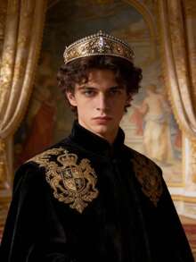 Men's Retro Crystal Crown, Crystal Wedding Crown Headpiece, Suitable For Balls, Birthday Parties, Renaissance Costumes - Multicolor - View 2