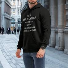 "LET ME ASK MY WIFE" - Men's Long-Sleeved Sweatshirt, Loose Fit, Suitable For Autumn And Winter Wear, Pullover. - Black - View 2
