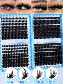 640/592/576PCS False Eyelashes, 10D-100D And Multi Styles Large Capacity Individual Lash Clusters, Natural Look And Long-Lasting, Wispy Eyelash Extension Kit Lashes Clusters With Lash Bond, Seal Lash Brush And Tweezer, Friendly To All Kinds Of Skin Types, Suitable For Party, Festival, Wedding And Travel Using, Great Gift For Women Or Girls - 藍色 - 查看 15