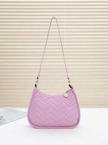 时尚新潮图案刺绣紫色浪漫腋下休闲单肩包 - 彩色 - 查看 2