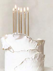 6pcs Champagne Gold/Silver/Colorful Straight Candles, High Quality Birthday Party Cake Decorative Candles, Suitable For Birthday, Party, Wedding, Holiday, Birthday Candles, Birthday Decorations, Happy Birthday, Cake Candles, Room Decor Gifts Graduation - Multicolor - View 4