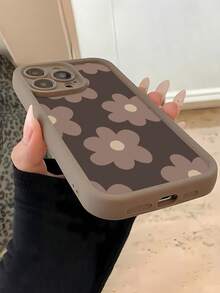 Estampado de flores en color marrón. Esta elegante funda es compatible con Samsung, Apple, VIVO, OPPO, , Transsion, ,  y Honor. Fabricada en silicona TPU, ofrece protección contra golpes y caídas, además de una sensación superior. Es un regalo ideal para familiares, amigos y seres queridos, y una opción perfecta para San Valentín y Año Nuevo. - Marrón - Ver 5