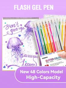 8/12/18/24/36/48 Cores Caneta Gel Flash, Caneta Brilhante de Alta Luminosidade, Caneta Especial para Anotações Fluorescentes, Marcador de Chave, Pincel de Pintura, Caneta Colorida - Multicolorido - Visão 9