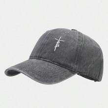 Jesus Printed Baseball Cap Solid Color Washed Distressed Casual Sports Hats Lightweight Adjustable Dad Hat For Women & Men - Xám - Xem 12